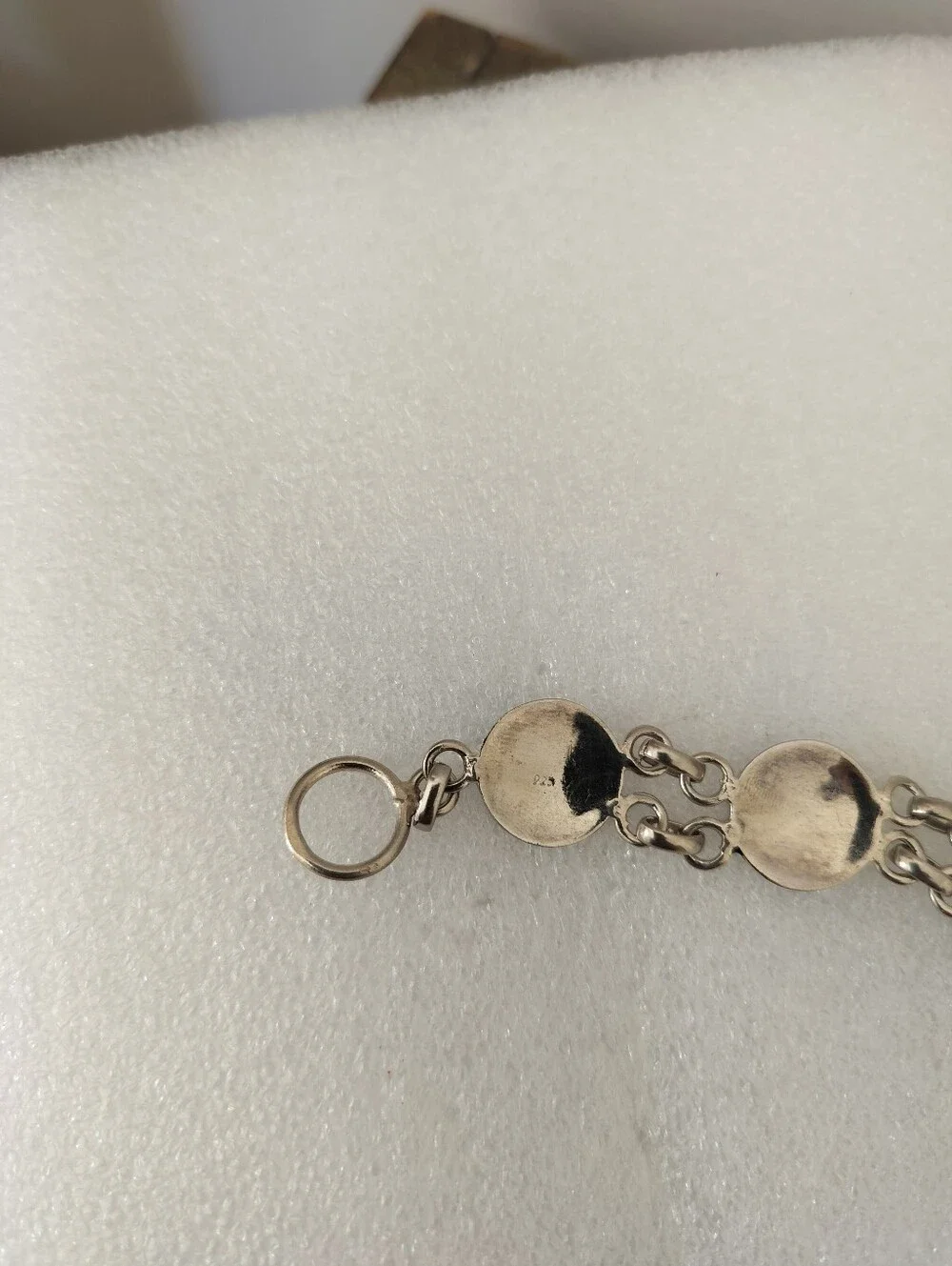 925 Mexican Sterling Silver Blue Enamel Link Bracelet
